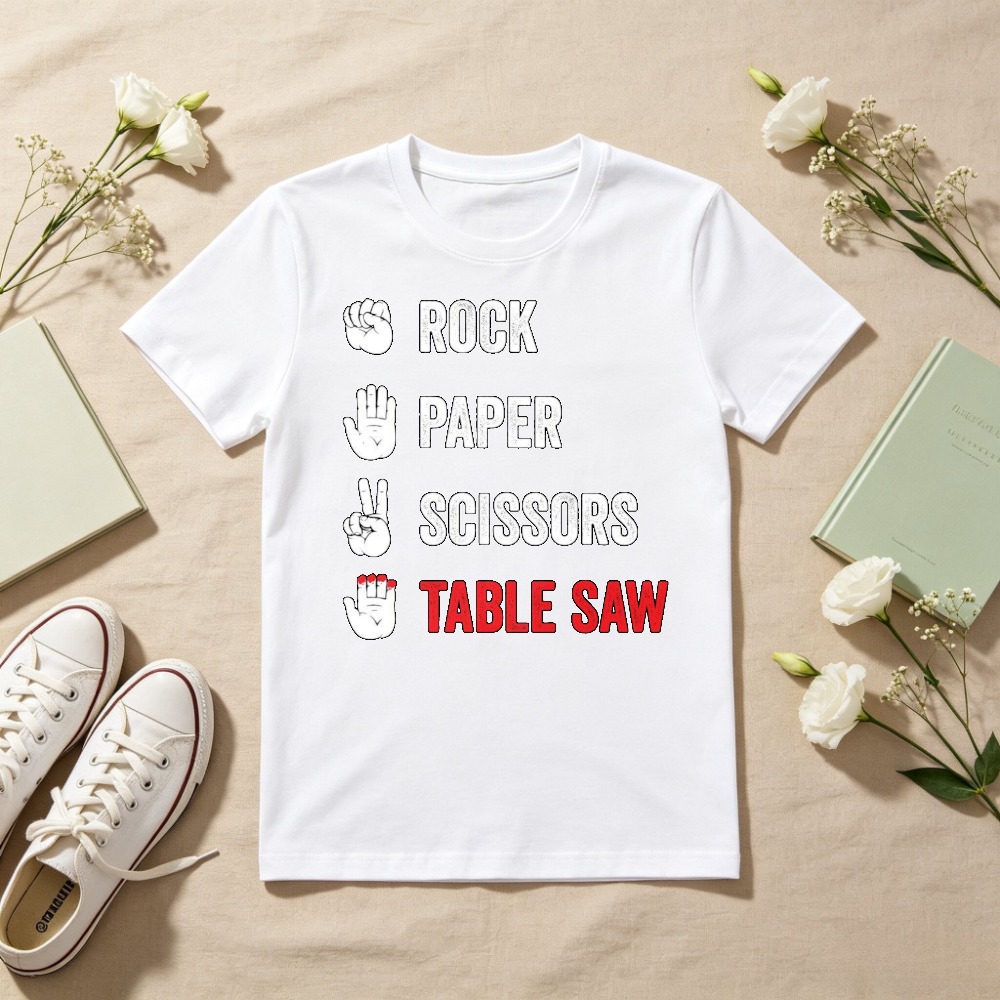 Woodworking Jokes - Футболка с забавным принтом «Камень, ножницы,